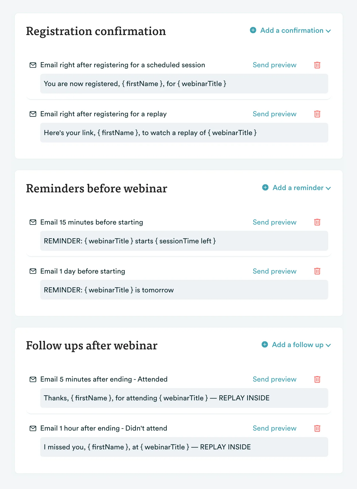 default email notifications